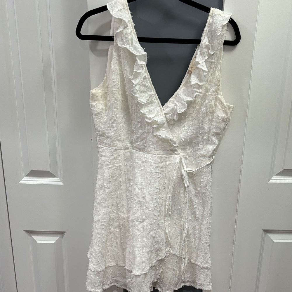 Altar'd State White Textured Ruffle Dress
